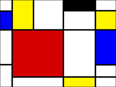 sample of completed Mondrian coloring page